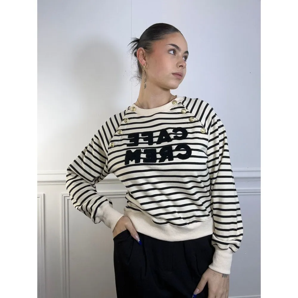 Sweat « CAFÉ CREM » Écru